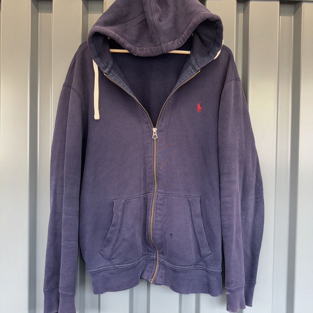 Vintage Polo Ralph Lauren Hoodie Full Zip Men's Blue  Size XXL